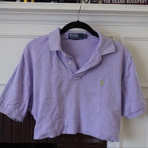 ralph lauren purple cropped polo